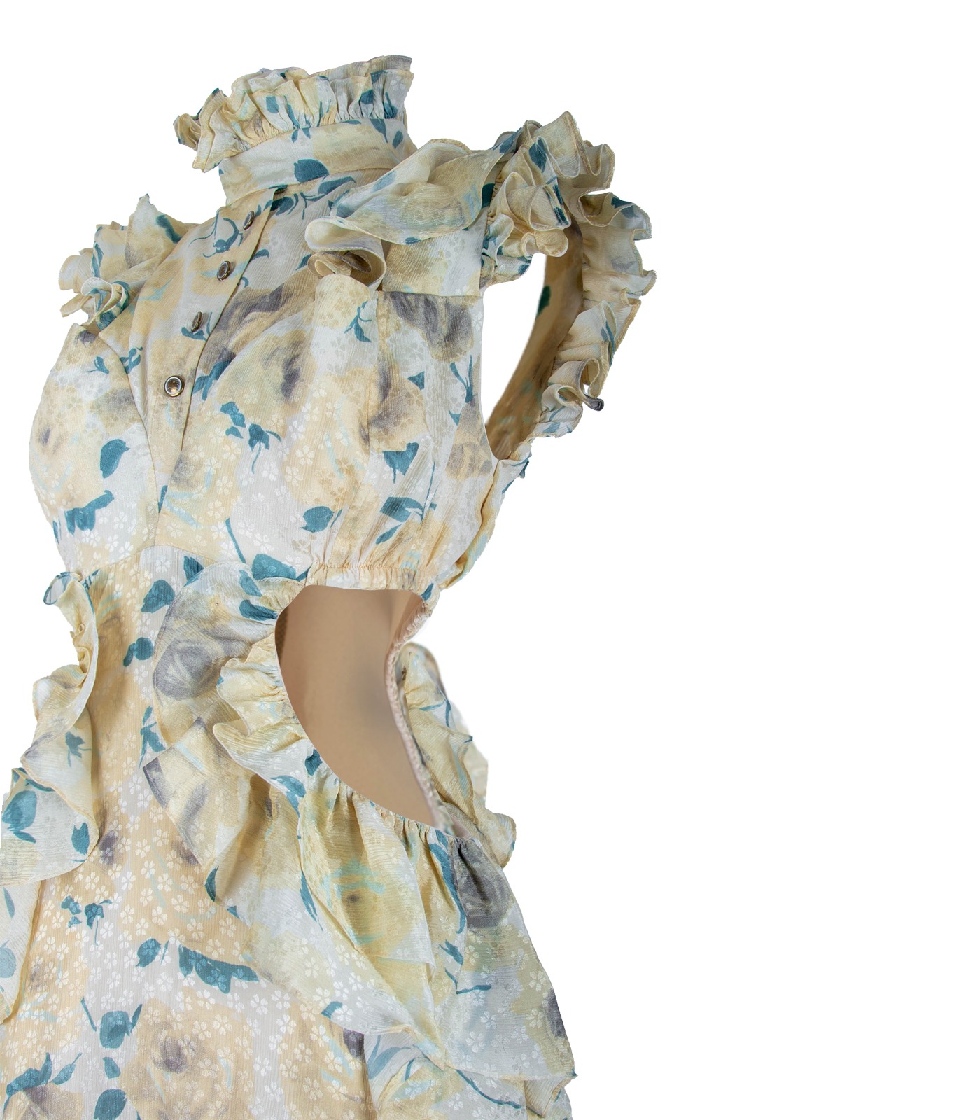 Silk Cut Out Ruffled Dress - Image 6