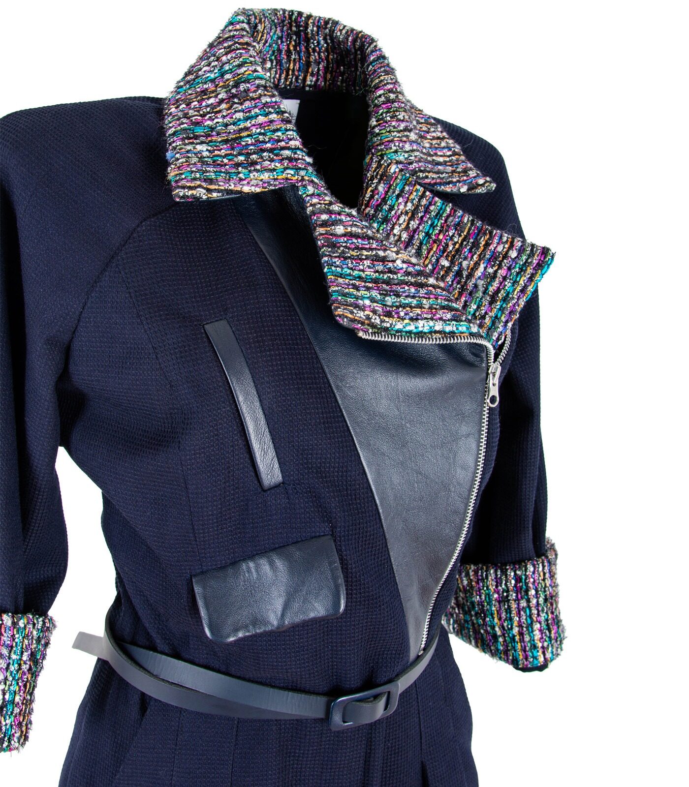 Cotton Leather & Bouclé Tweed Loose Fit Jumpsuit - Image 4