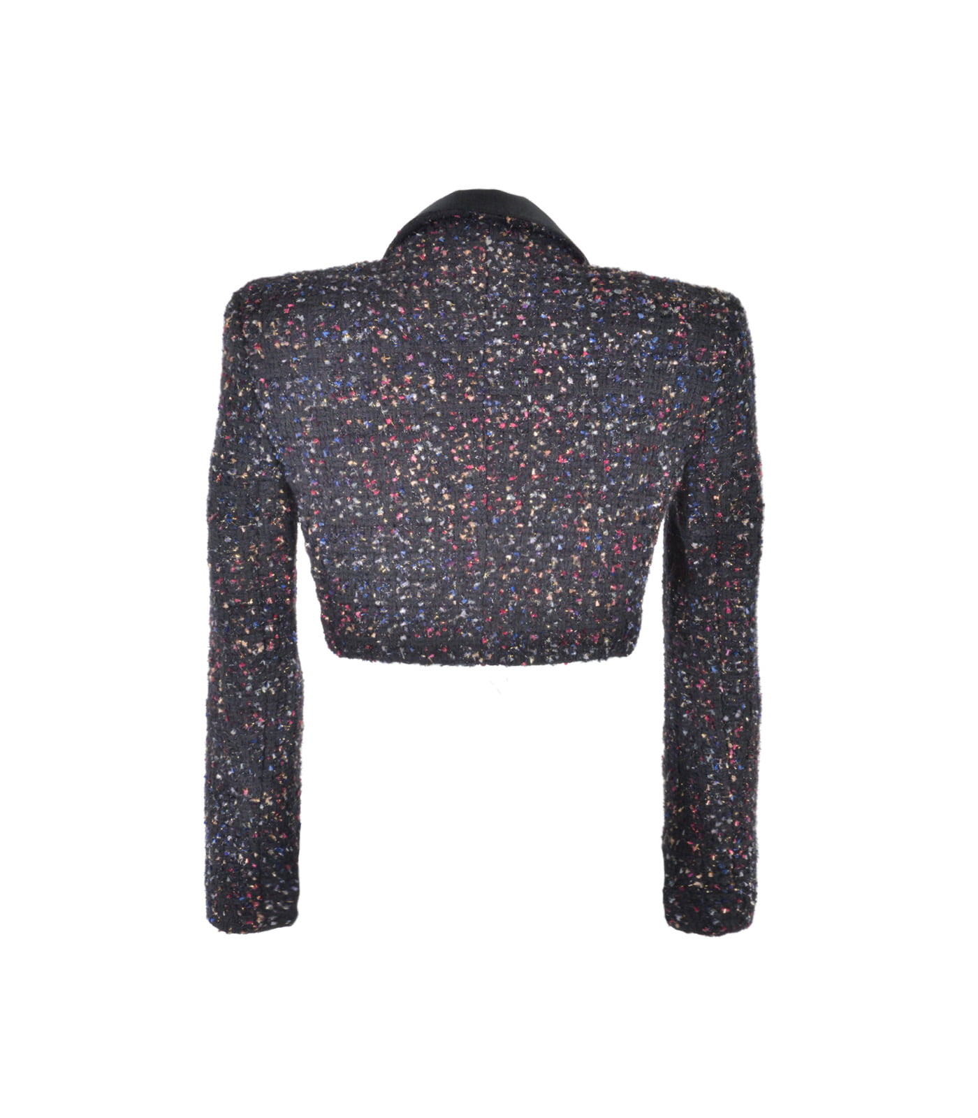 Bouclé Tweed Double-Breasted Short Blazer - Image 4