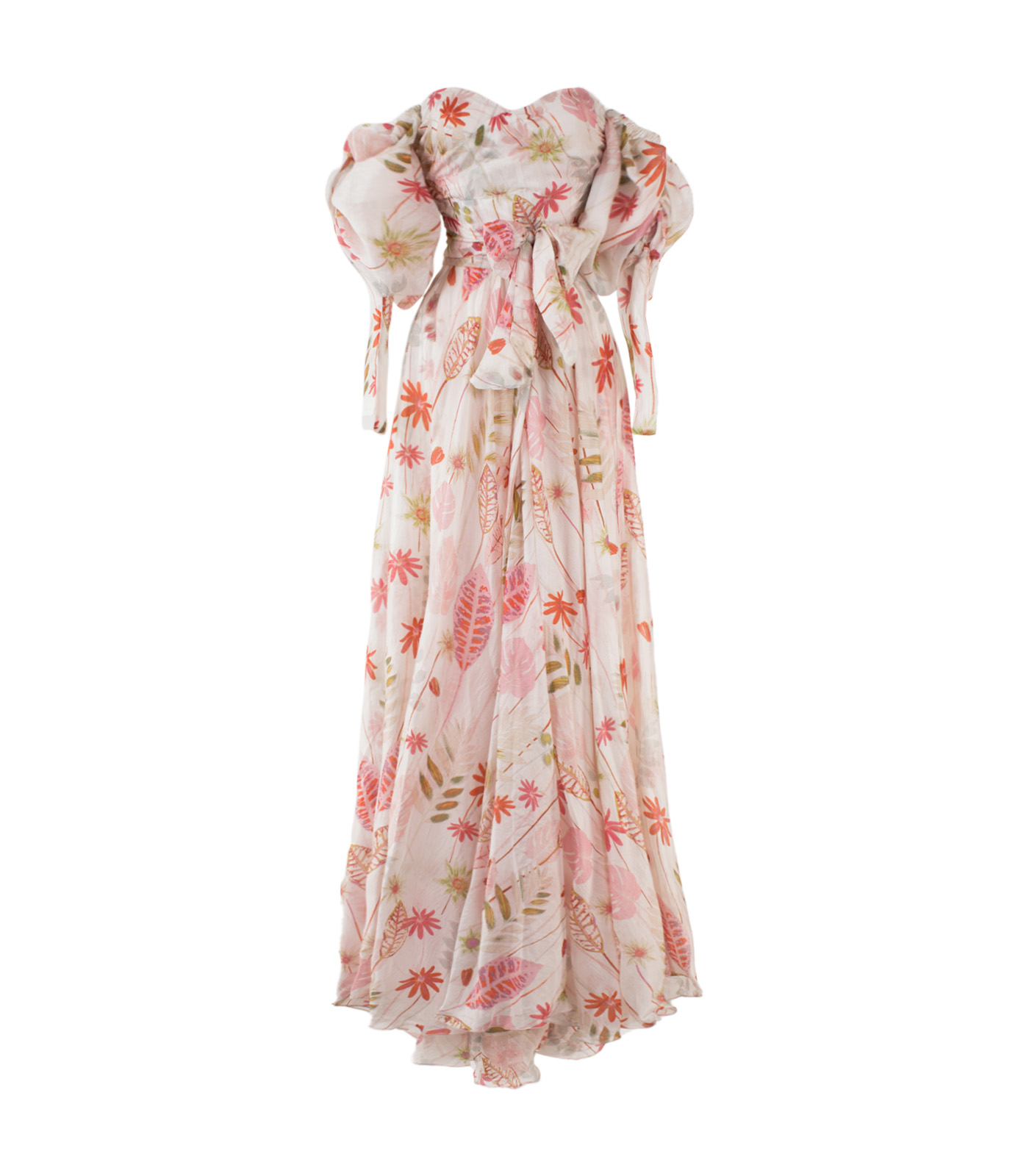Off-Shoulder Silk Bustier Long Dress