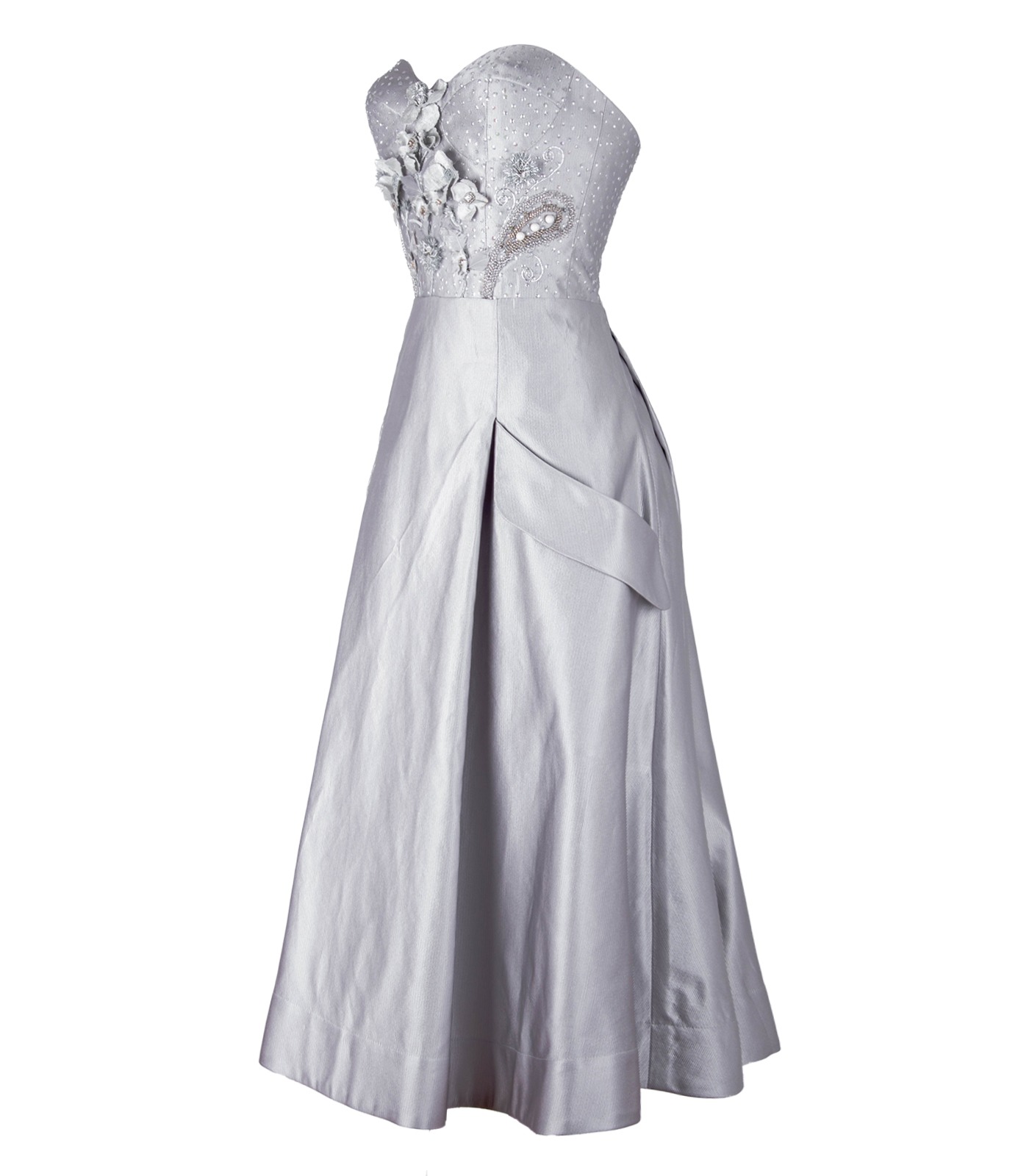 Silk Corset Bustier Dress With Embroidery And Embellishments Of Crystals - Image 4