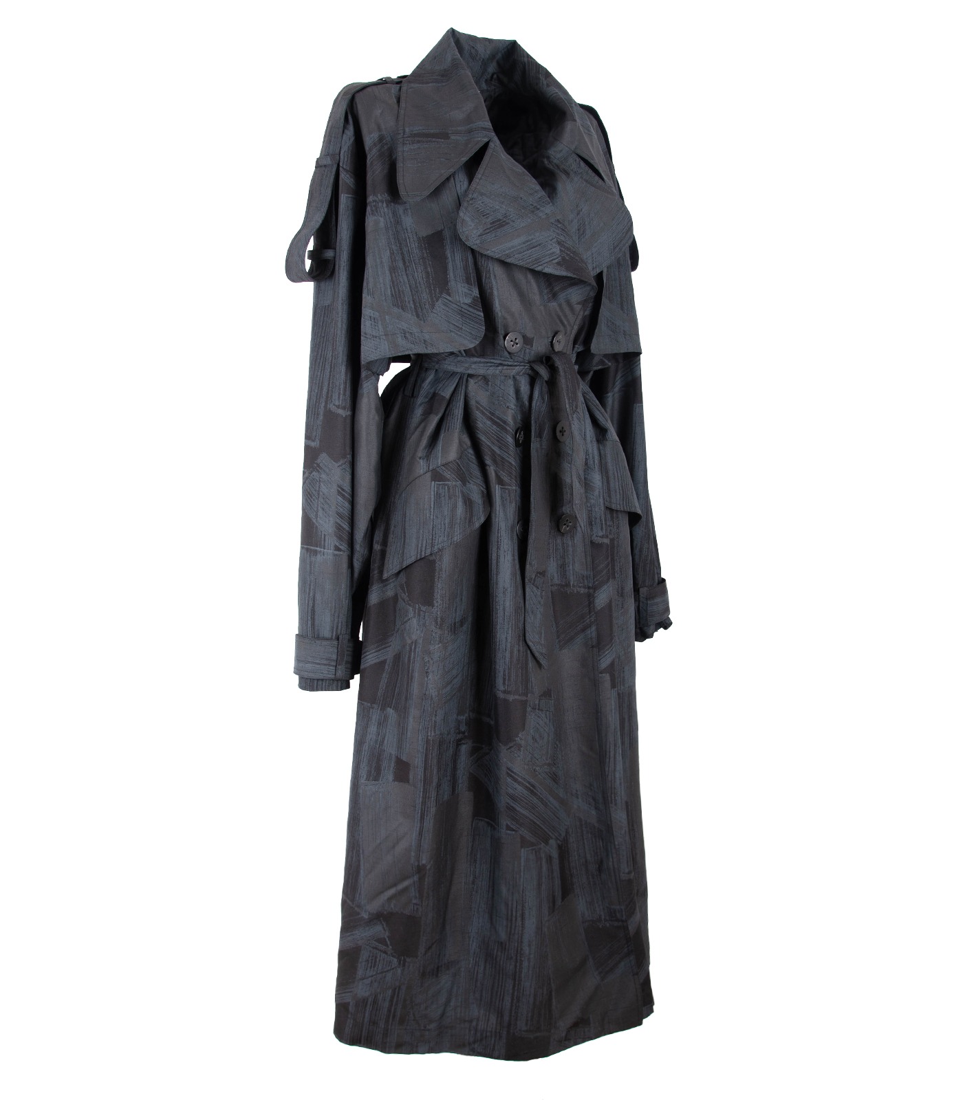 Oversized Silk Double-Breasted Trench Coat - Image 4