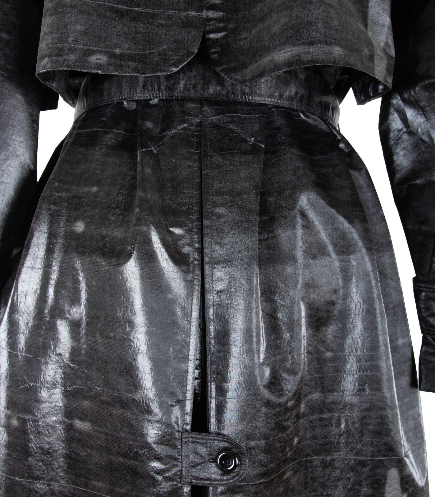 Oversized Coated Silk Double-Breasted Trench Coat - Image 6