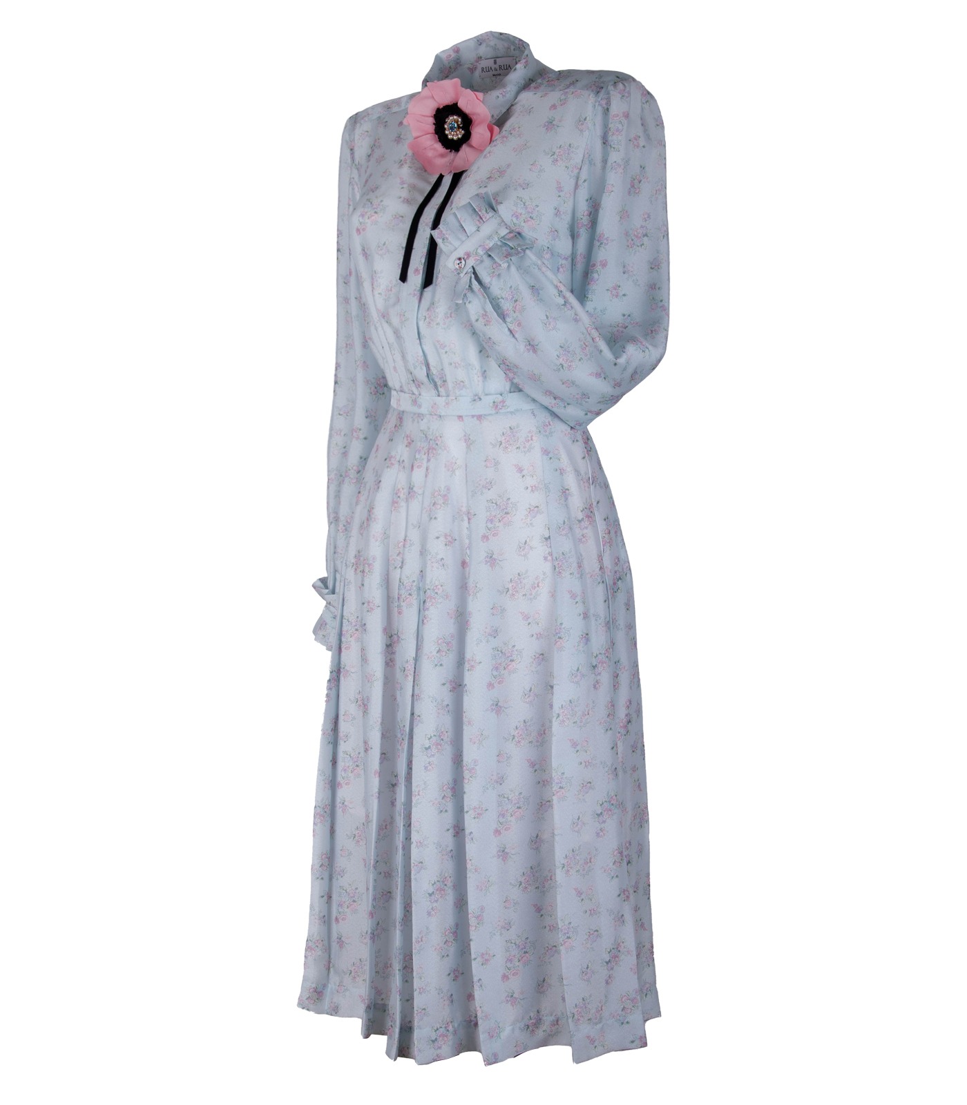 Silk Pleat Dress With Flower Brooch - Image 4