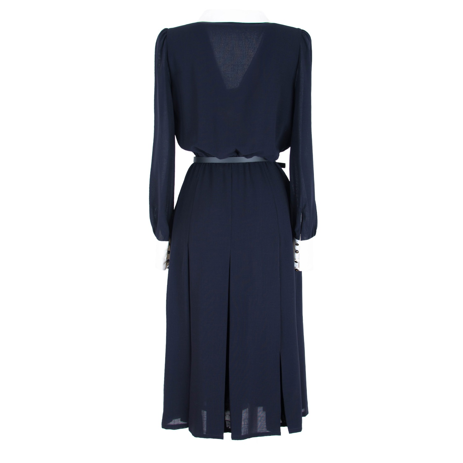 Wool Midi Dress With Wide Silk Collar - Image 6