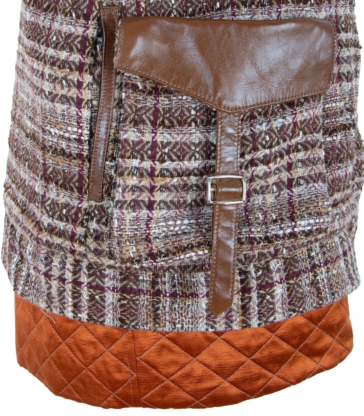 Oversized Tweed & Leather Blouson Jacket - Image 6