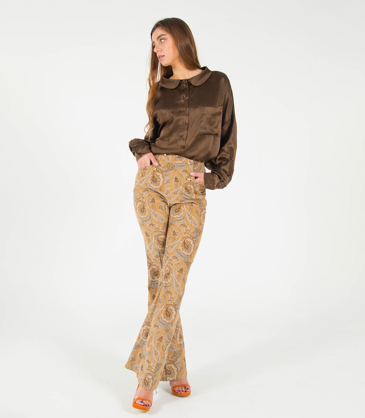 Cotton Flared Trousers - Image 5