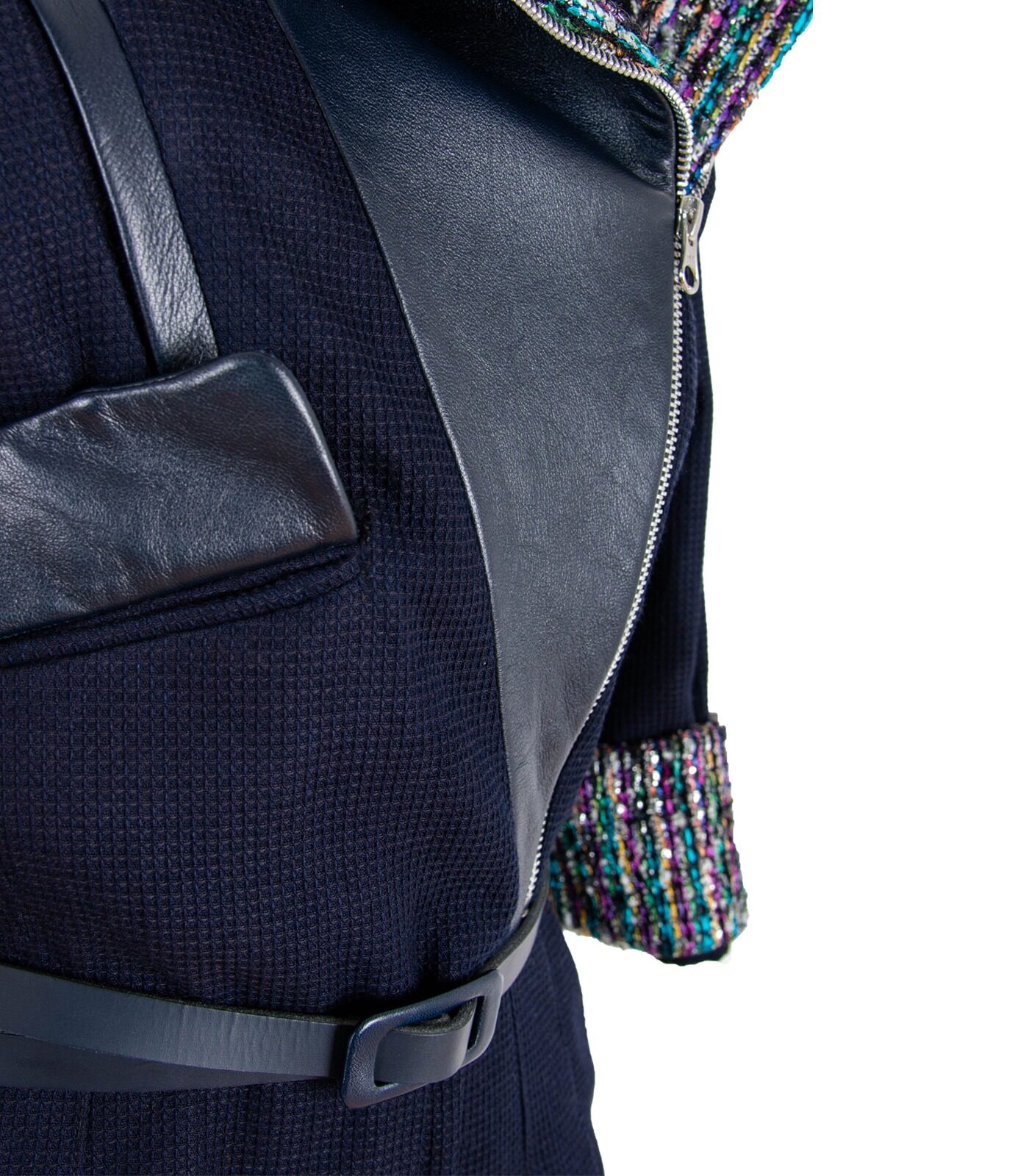 Cotton Leather & Bouclé Tweed Loose Fit Jumpsuit - Image 7