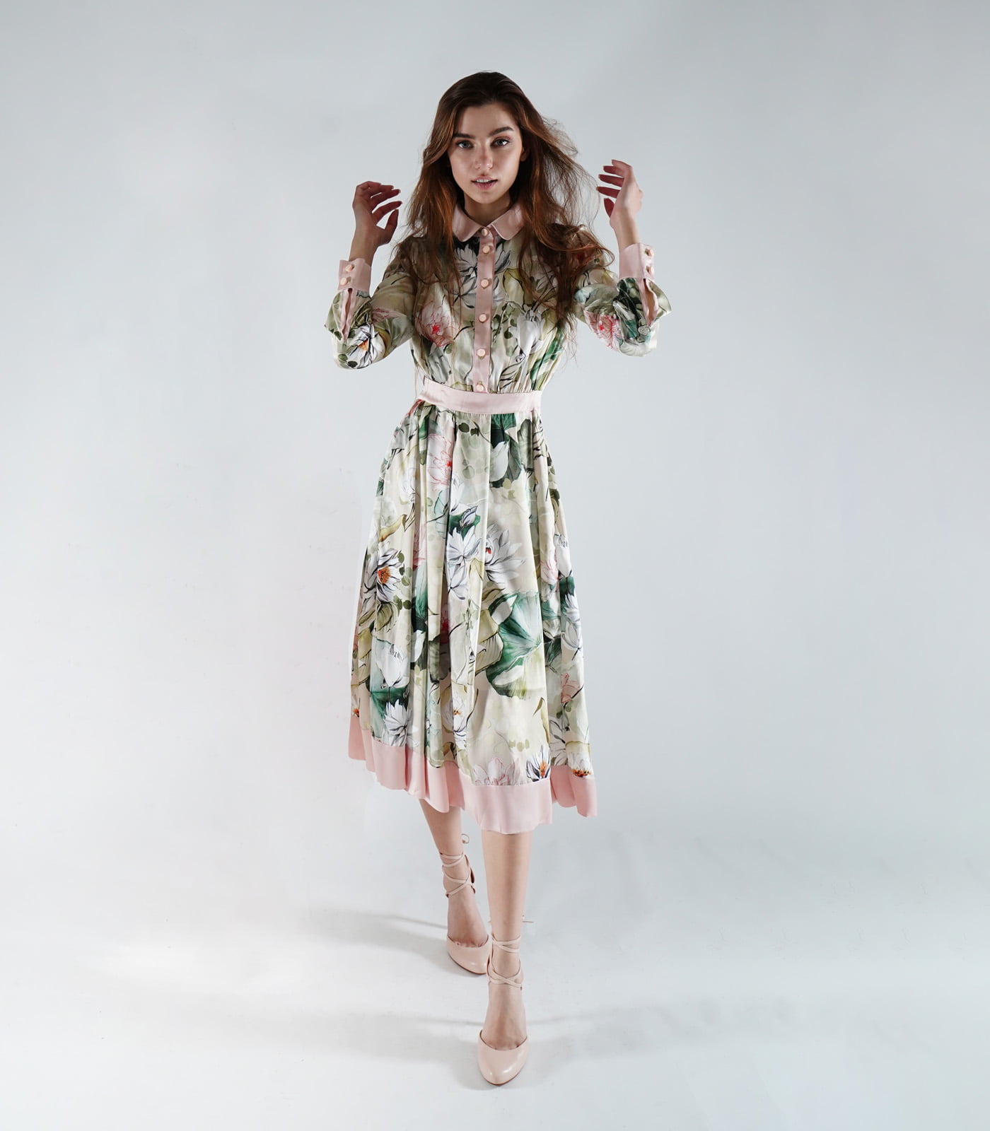 Dual-Fabric Silk Dress - Image 6