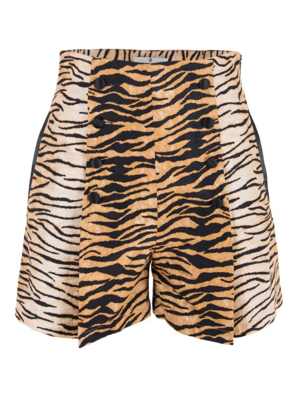 High-Waisted Animal Print Silk Shorts