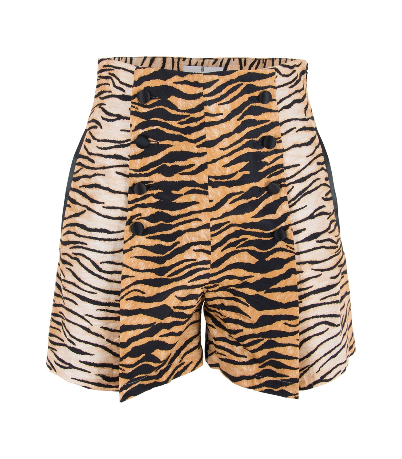 High-Waisted Animal Print Silk Shorts