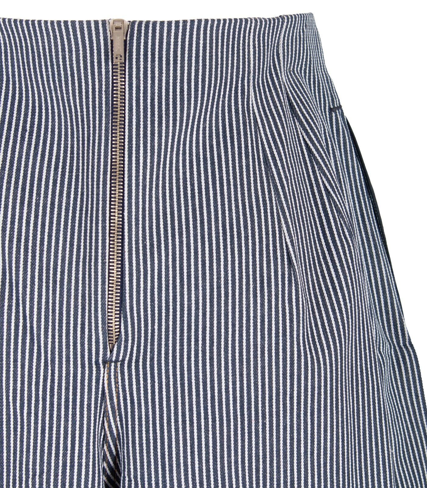 Denim Pleated Wide Leg Pants With Deep Side Slits - Image 6