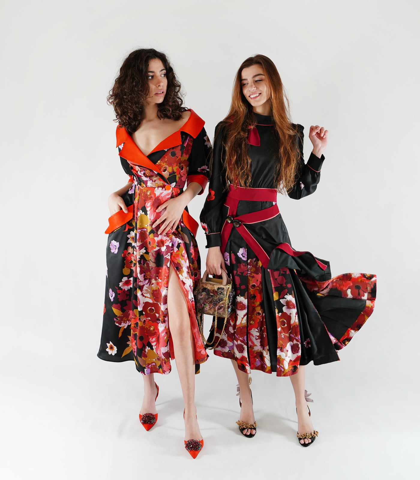Dual-Fabric Silk Midi Dress - Image 2