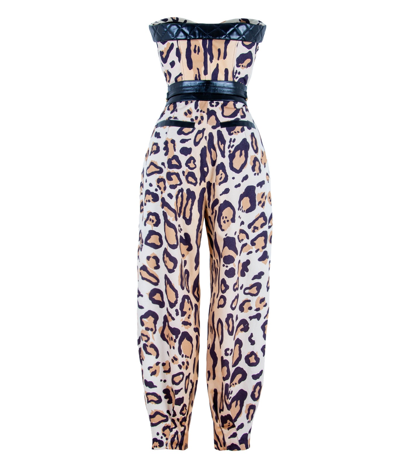 Cotton & Leather Corset Loose Fit Jumpsuit - Image 9