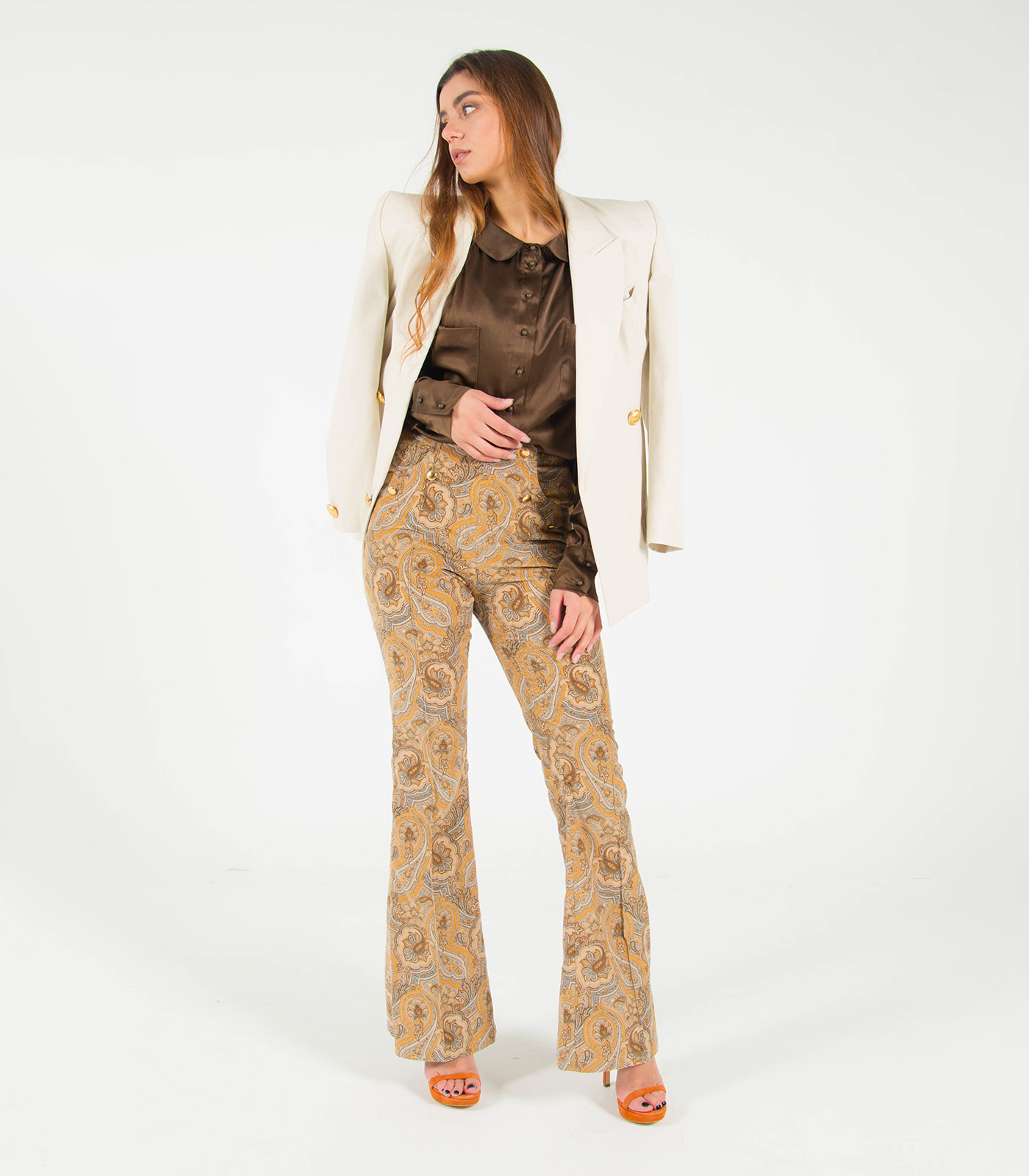 Cotton Flared Trousers - Image 2