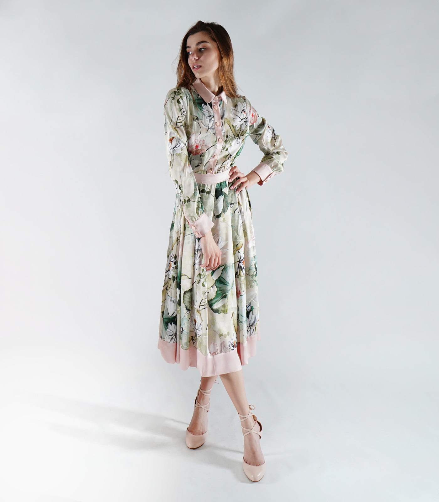 Dual-Fabric Silk Dress - Image 2