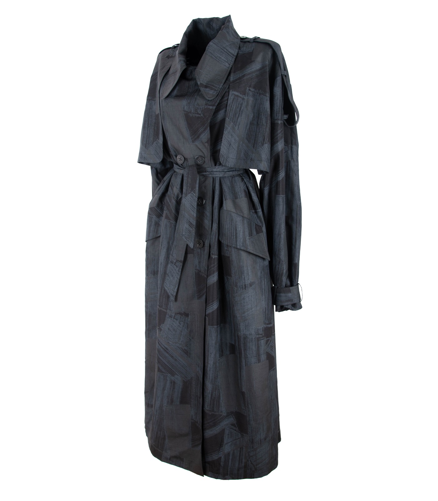 Oversized Silk Double-Breasted Trench Coat - Image 8