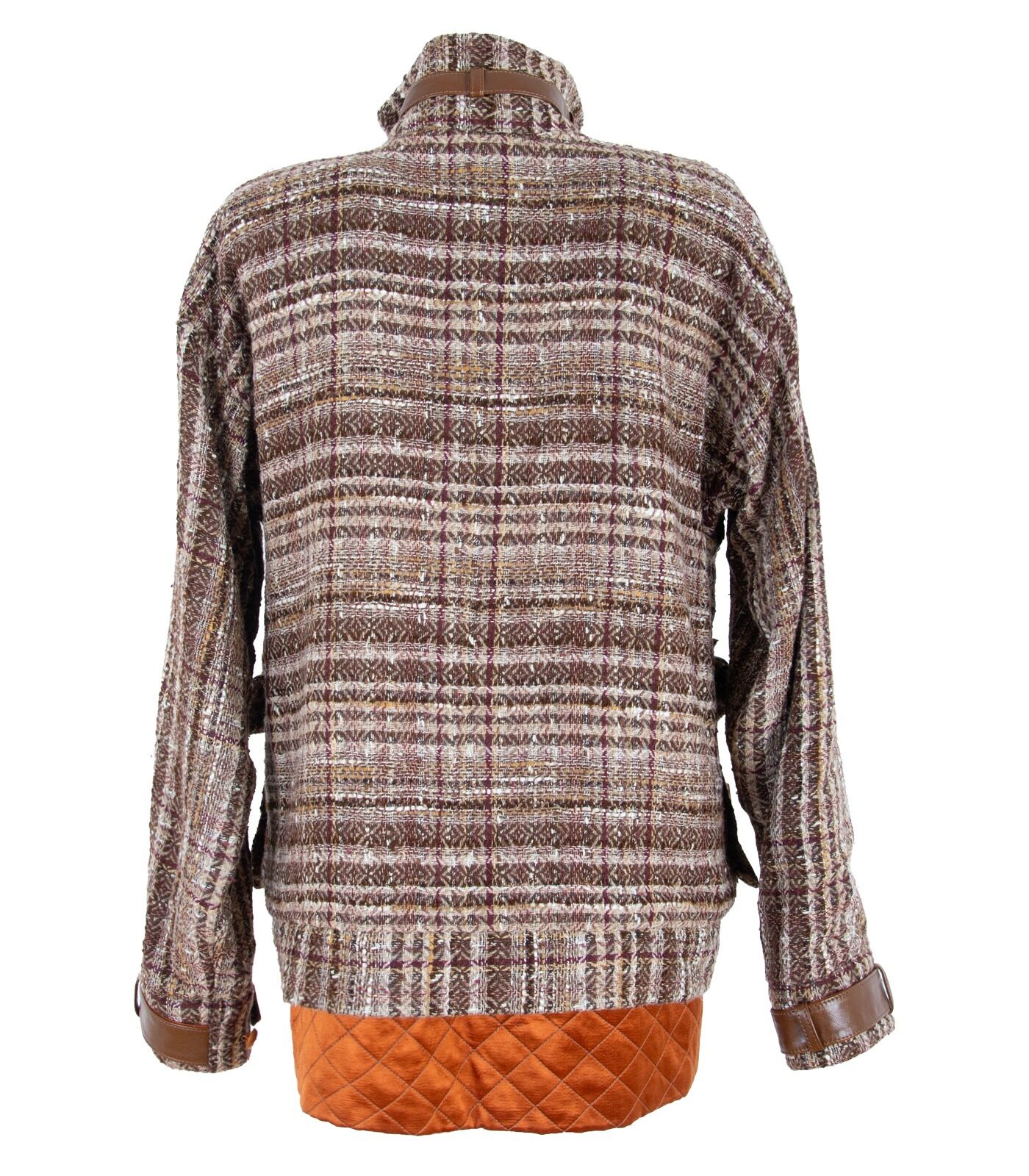 Oversized Tweed & Leather Blouson Jacket - Image 7