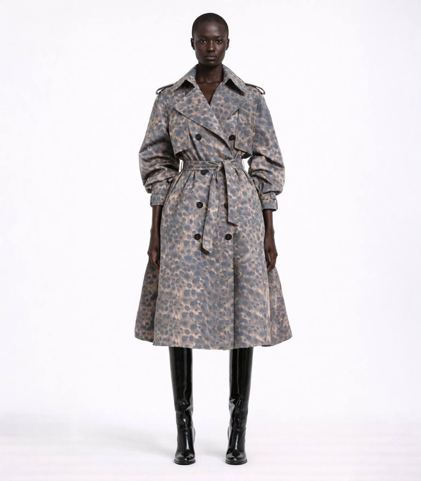 Coated Cotton Double-Breasted Trench Coat - Image 2