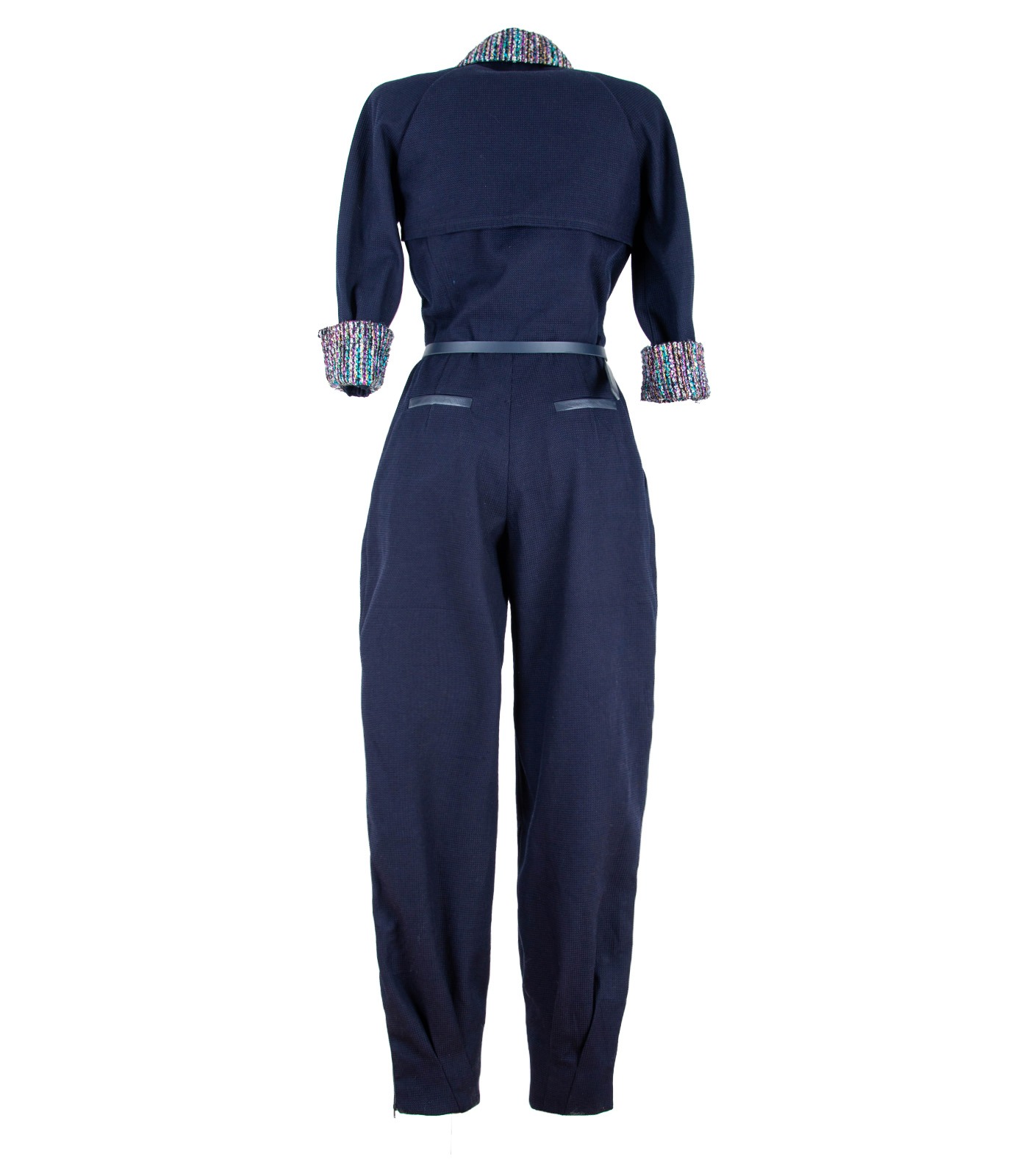 Cotton Leather & Bouclé Tweed Loose Fit Jumpsuit - Image 10