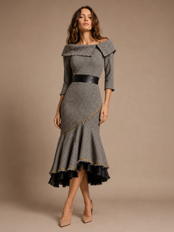 Asymmetrical Mermaid Off-Shoulder Silk Dress