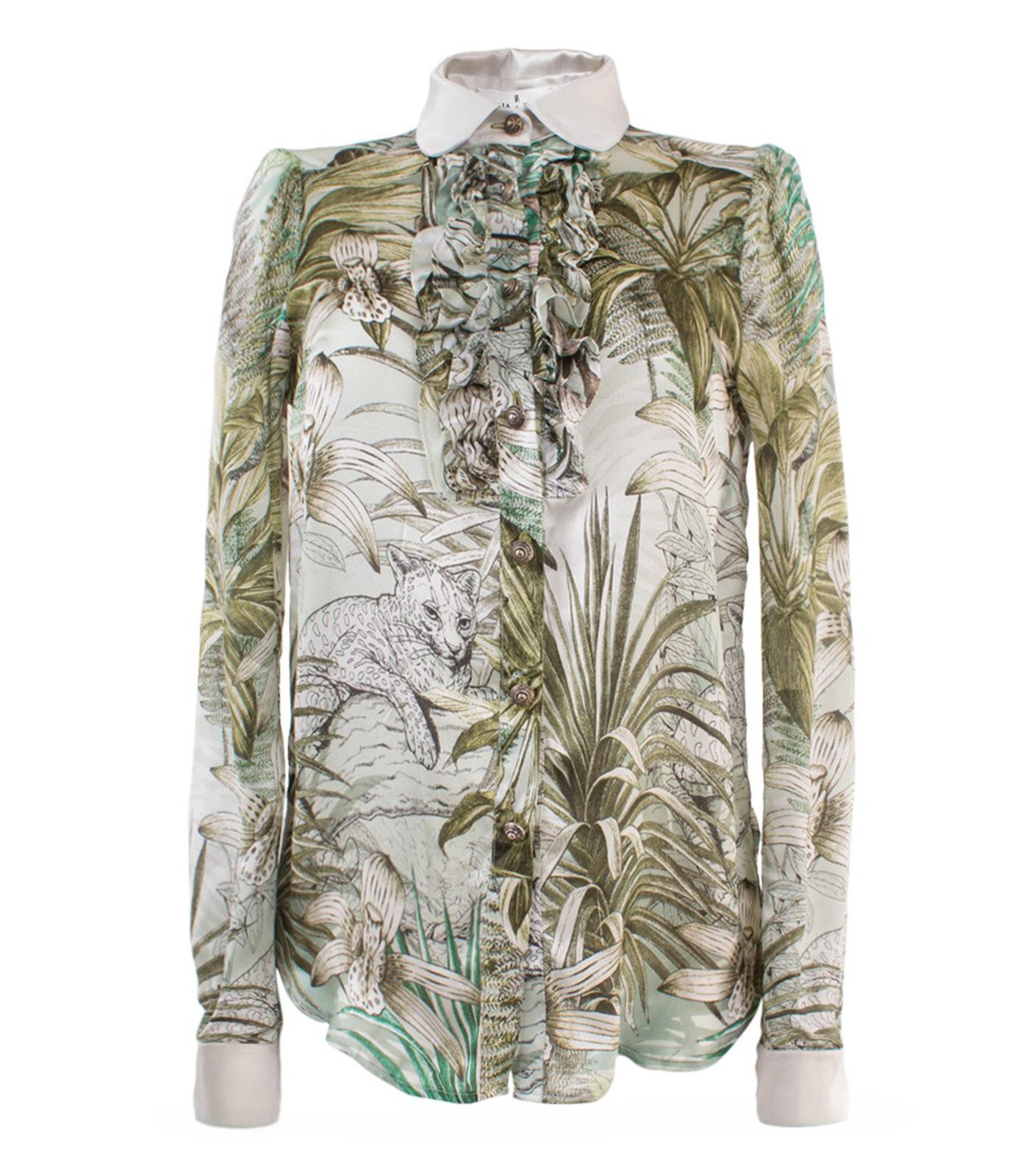 Dual-Fabric Silk Satin Shirt