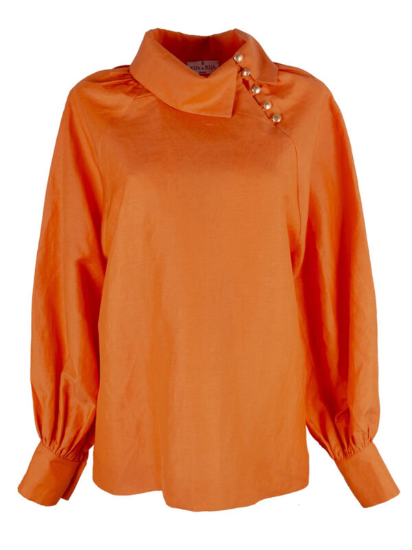 Sunset Linen-Silk Blouse
