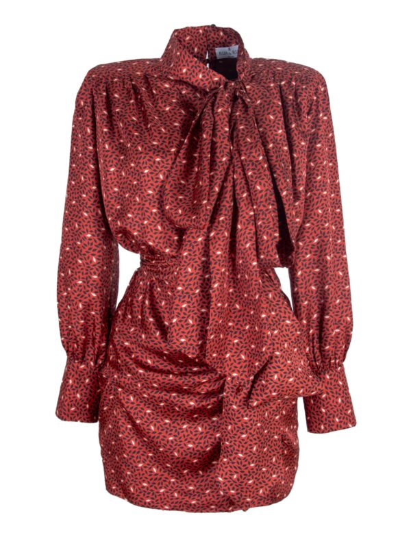 Scarlet Silk Twill Draped Mini Dress
