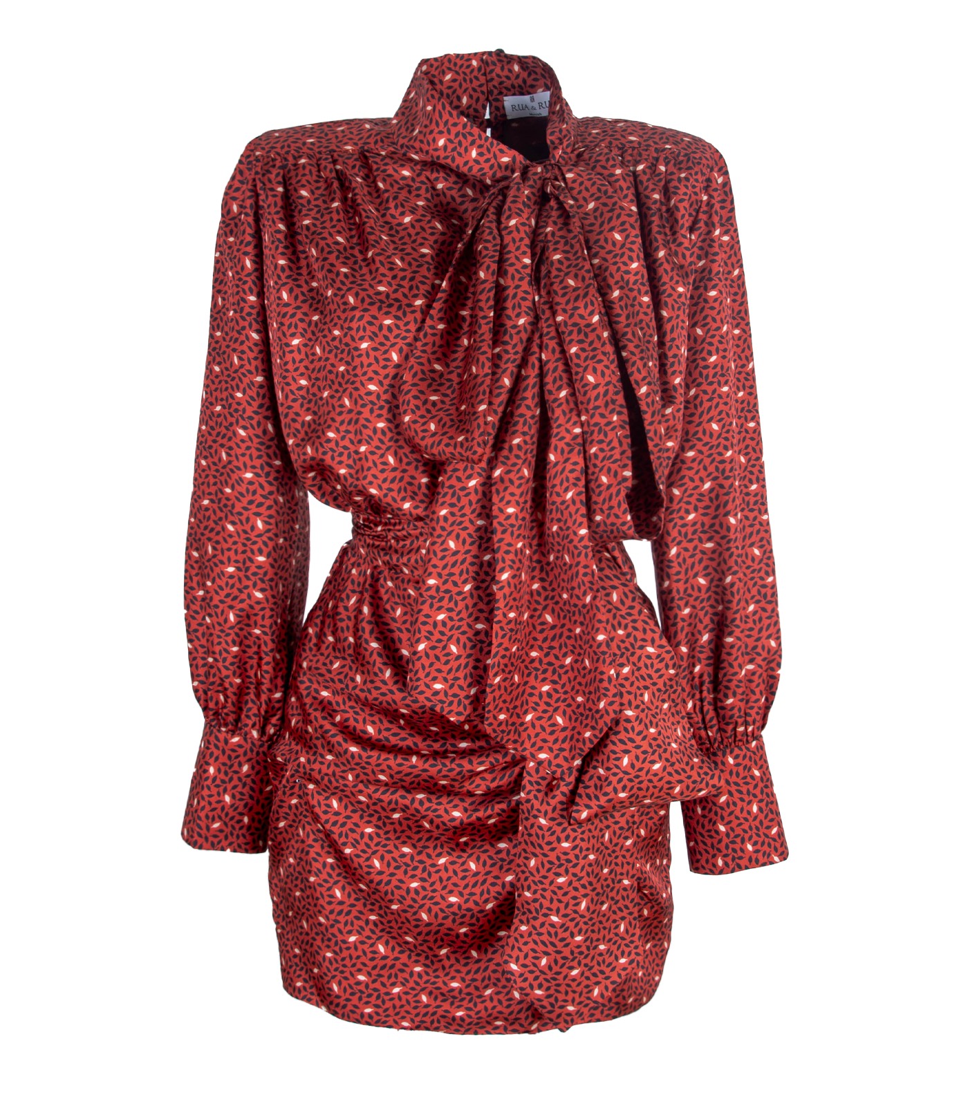 Scarlet Silk Twill Draped Mini Dress