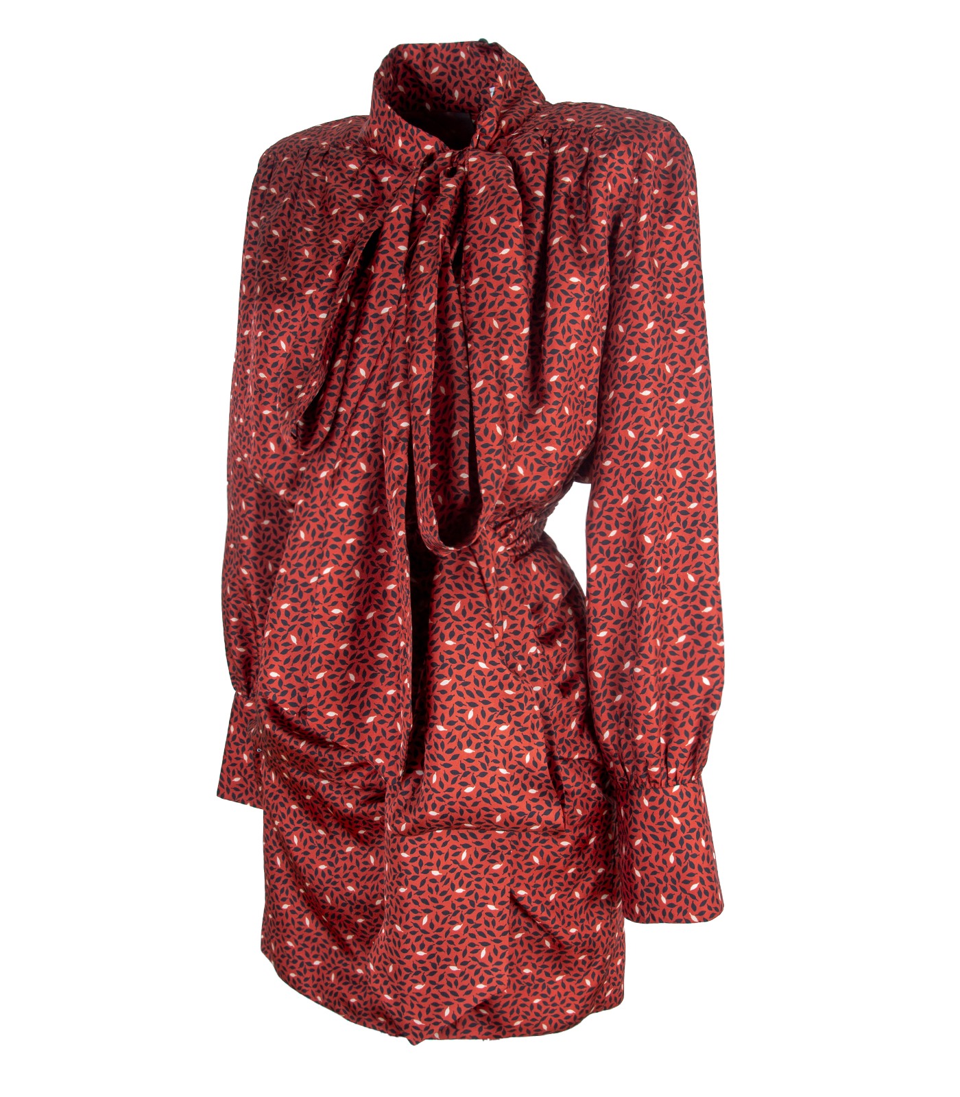 Scarlet Silk Twill Draped Mini Dress - Image 4