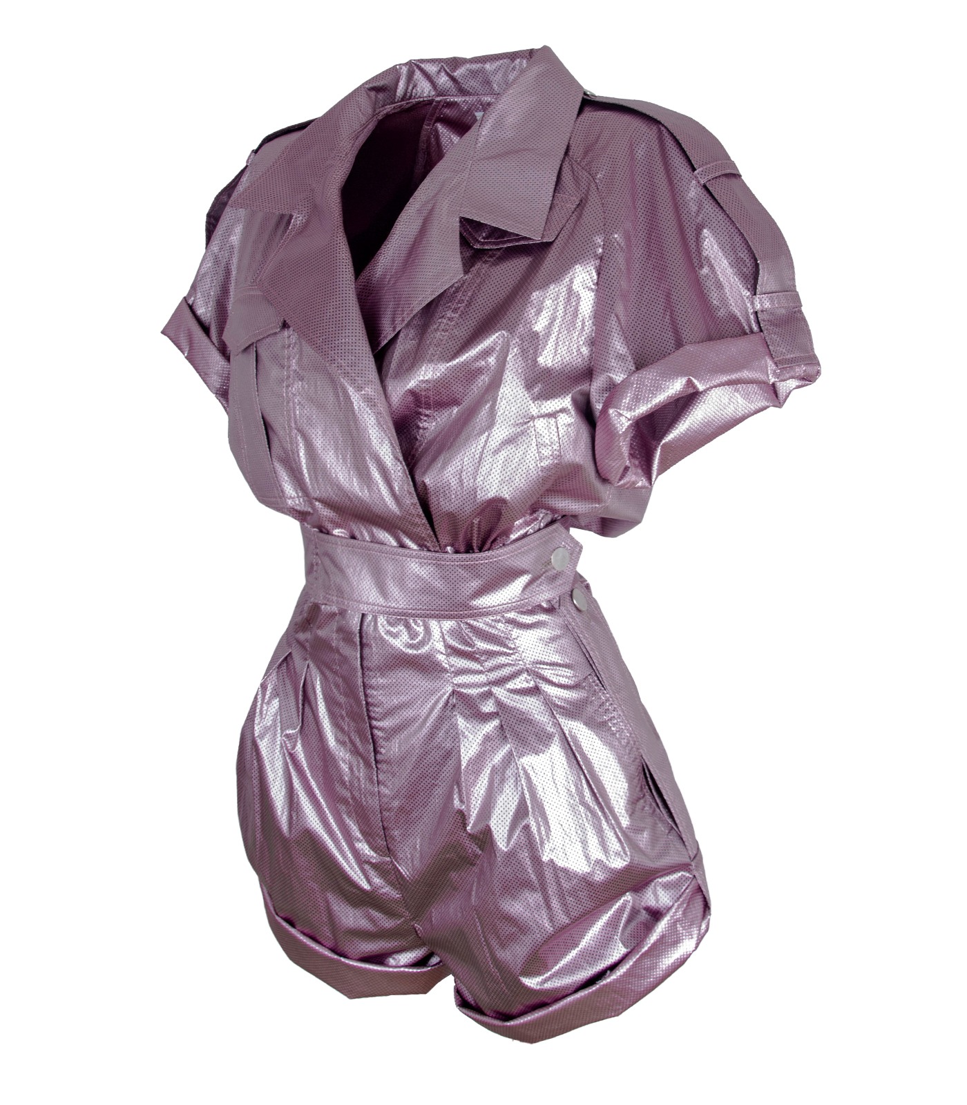 Metallic Pink Short Playsuit - Image 2