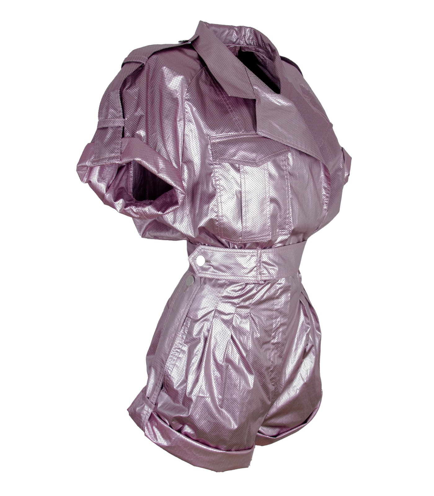 Metallic Pink Short Playsuit - Image 4