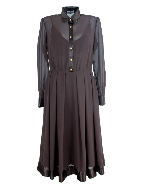Pleated Silk Crepe Dress With Contrast Detailing