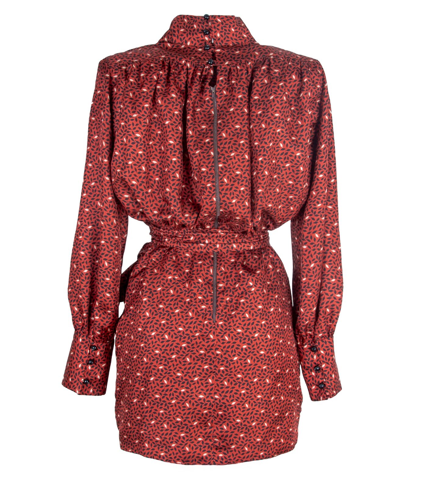 Scarlet Silk Twill Draped Mini Dress - Image 8