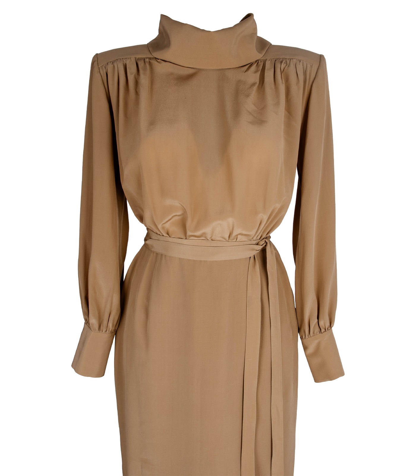 Long Silk Crepe De Chine Dress With Metal Button Back Detail - Image 4